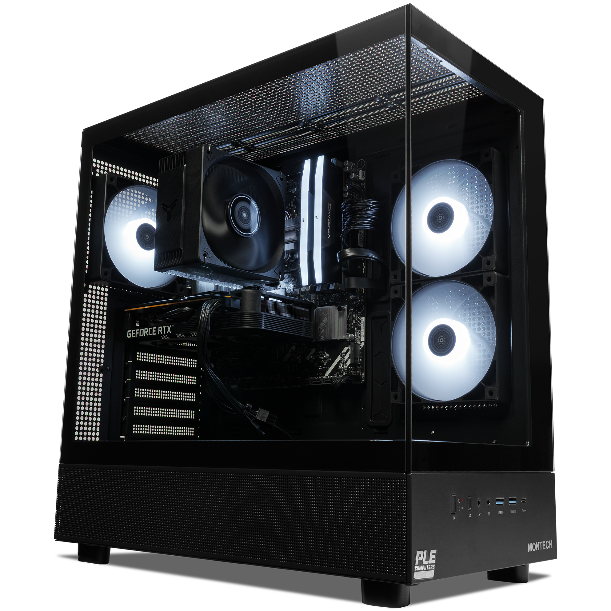 A large main feature product image of PLE Stealth RTX 5050 Prebuilt Ready To Go Gaming PC