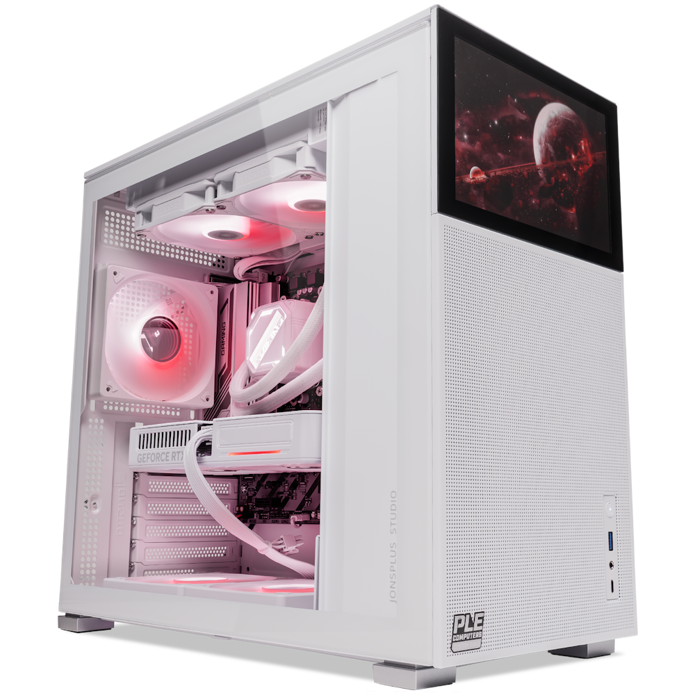 A large main feature product image of PLE Sentry RTX 5060 Ti Prebuilt Ready To Go Gaming PC