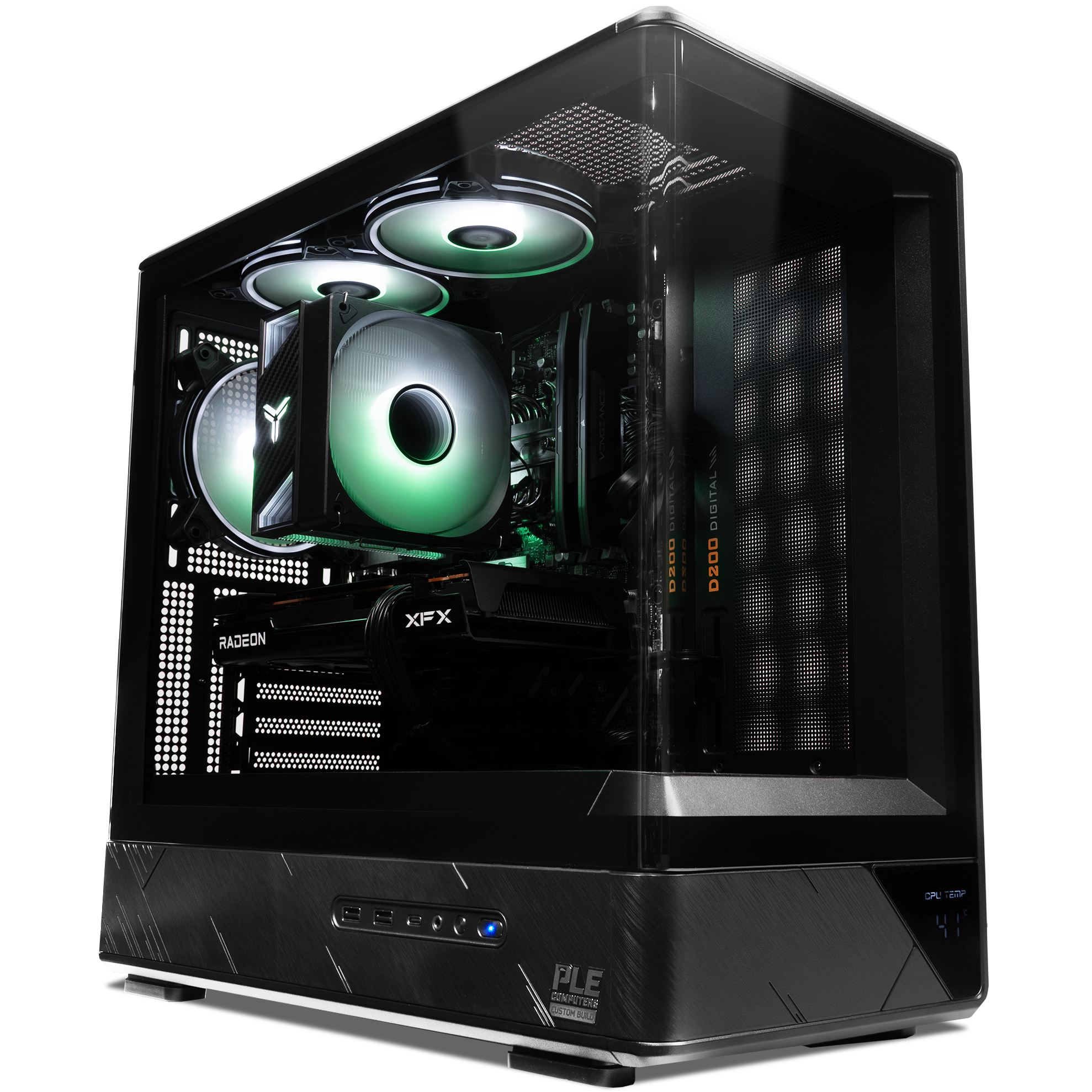 A large main feature product image of PLE Cypher RX 7600 Prebuilt Ready To Go Gaming PC