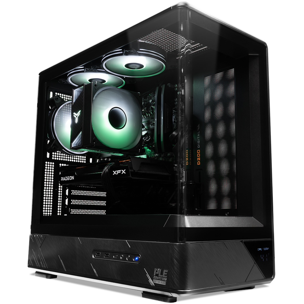 A large main feature product image of PLE Cypher RX 7600 Prebuilt Ready To Go Gaming PC