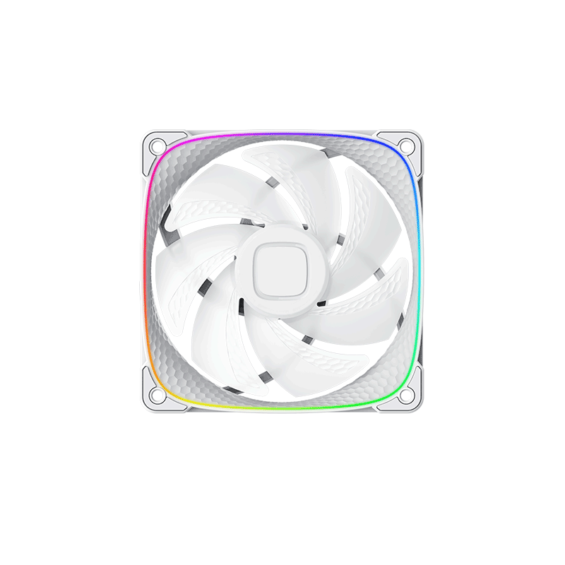 A large main feature product image of EX-DEMO Geometric Future Squama 2503 - 120mm ARGB PWM Fan 3-Pack (White)