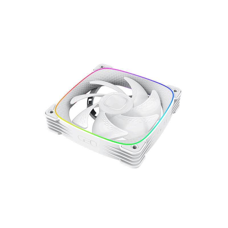 A large main feature product image of EX-DEMO Geometric Future Squama 2503 - 120mm ARGB PWM Fan 3-Pack (White)
