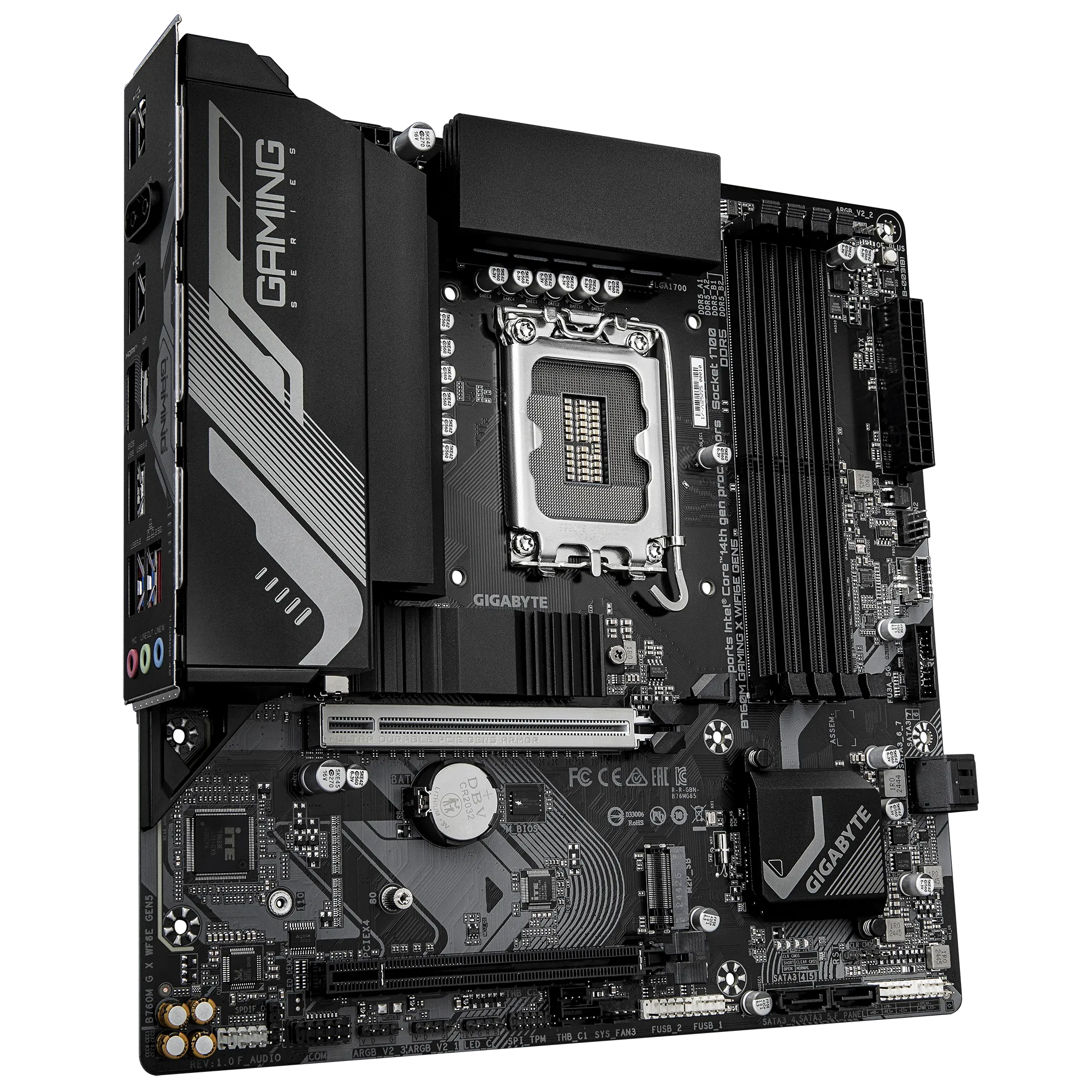 A large main feature product image of EX-DEMO Gigabyte B760M Gaming X WiFi6E GEN5 LGA1700 mATX Desktop Motherboard
