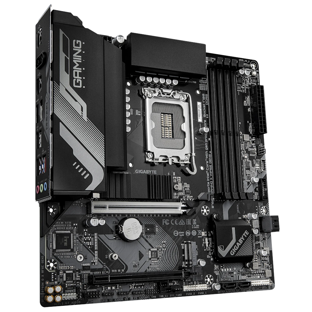 A large main feature product image of EX-DEMO Gigabyte B760M Gaming X WiFi6E GEN5 LGA1700 mATX Desktop Motherboard
