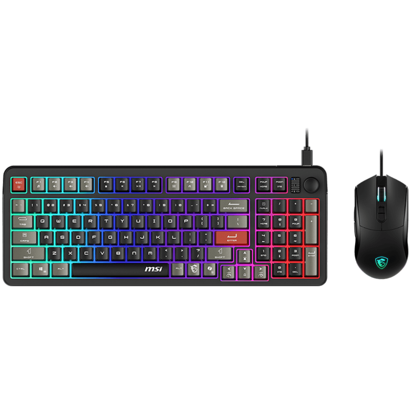A large main feature product image of MSI Forge GK110 Keyboad & Mouse Combo