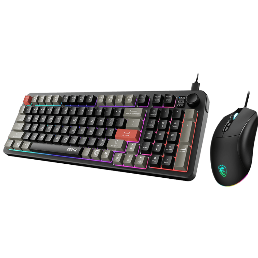 A large main feature product image of MSI Forge GK110 Keyboad & Mouse Combo