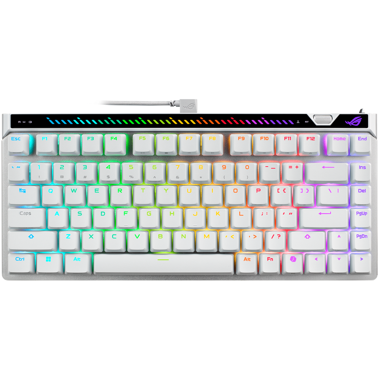 A large main feature product image of ASUS ROG Falchion ACE 75 HE Mechanical Gaming Keyboard - ROG HFX Magnetic Switch (White)