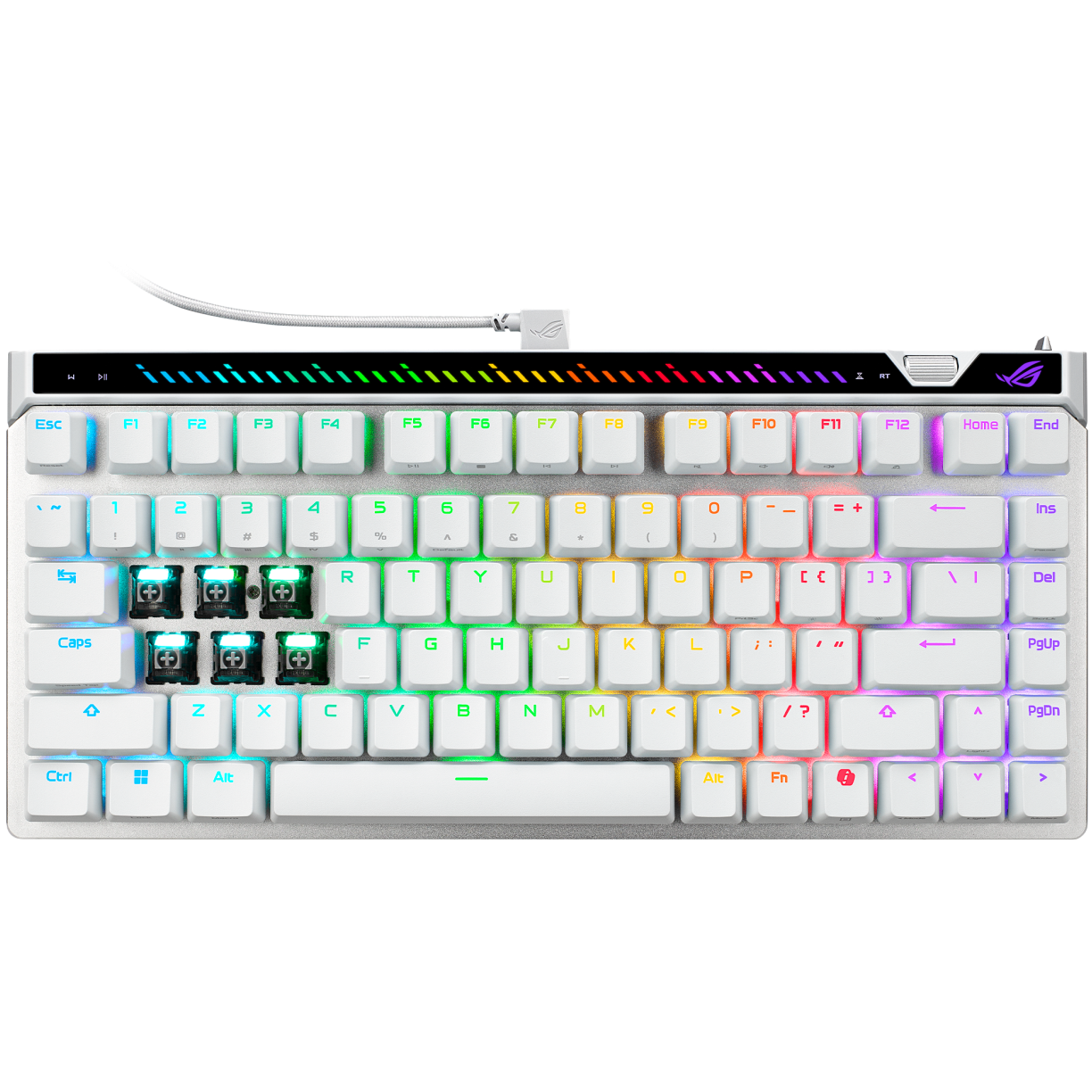 A large main feature product image of ASUS ROG Falchion ACE 75 HE Mechanical Gaming Keyboard - ROG HFX Magnetic Switch (White)