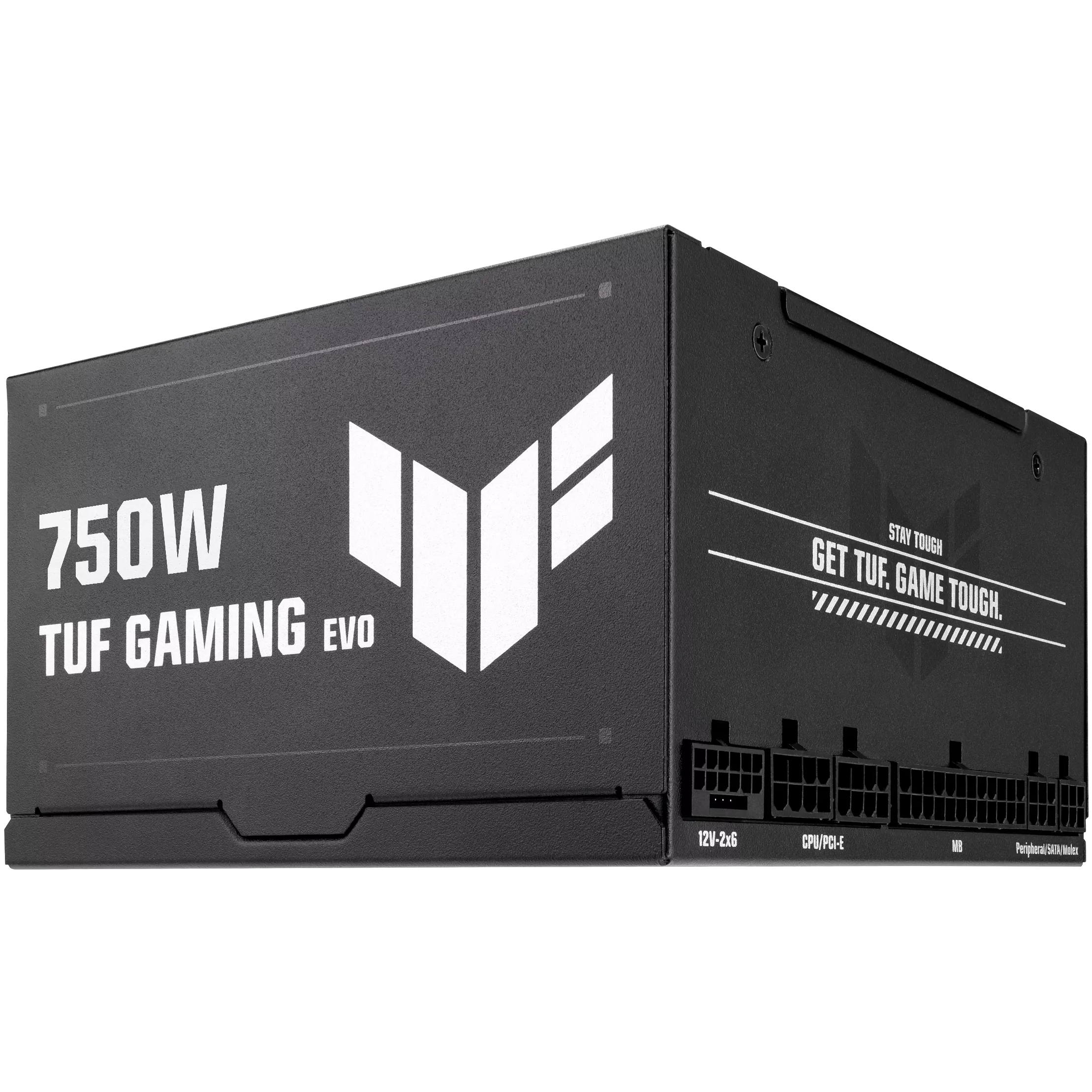 A large main feature product image of ASUS TUF GAMING 750W Gold EVO ATX Modular PSU