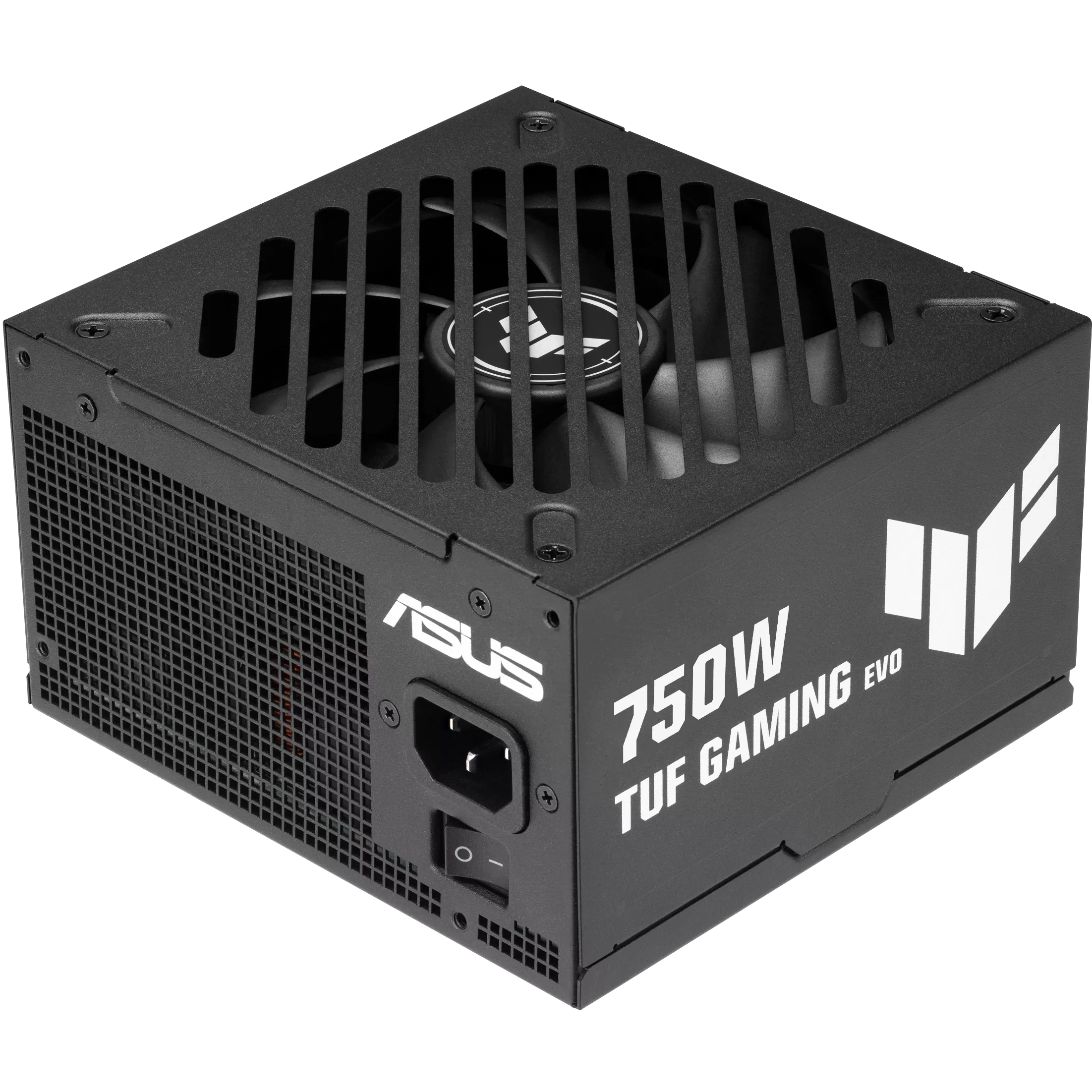 A large main feature product image of ASUS TUF GAMING 750W Gold EVO ATX Modular PSU