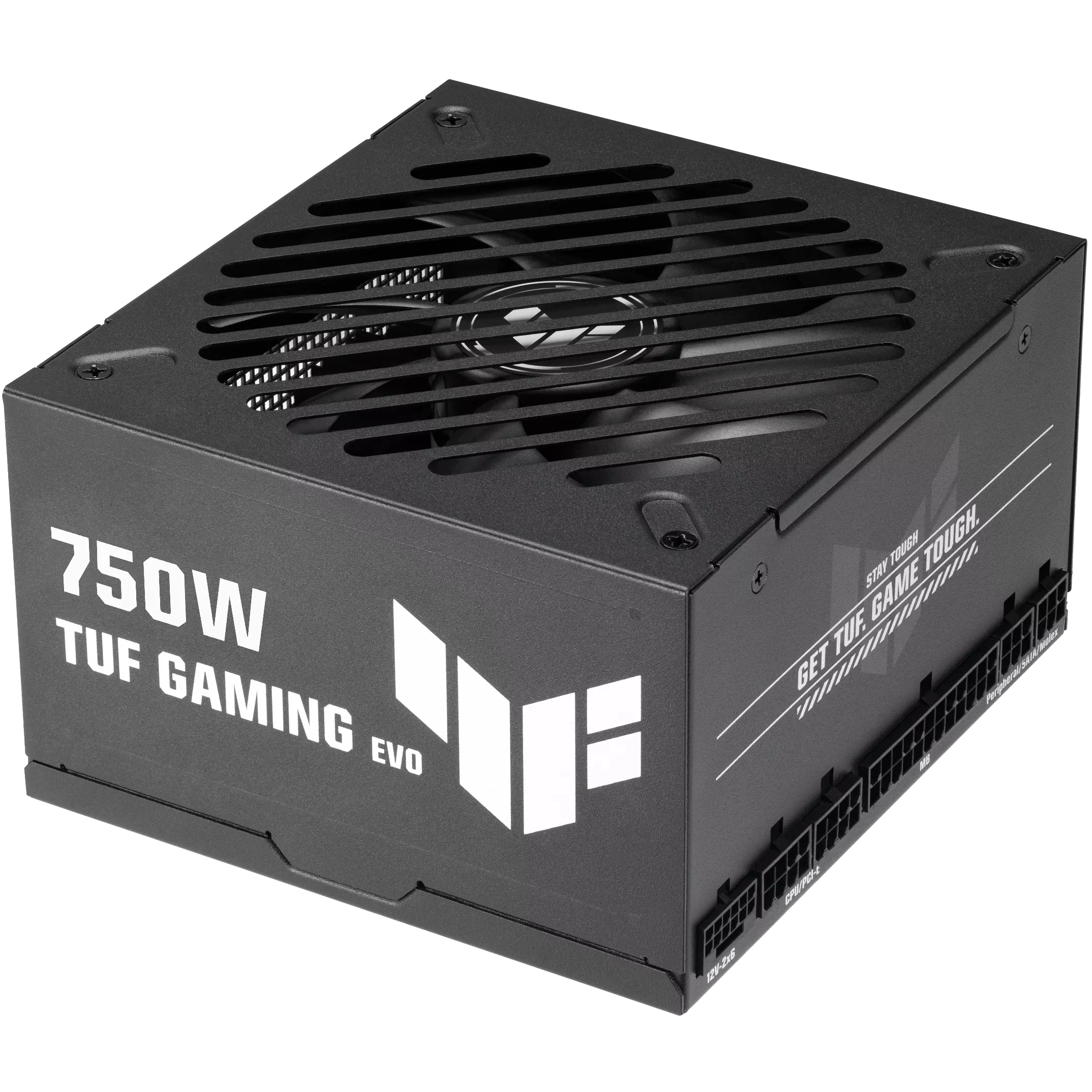 A large main feature product image of ASUS TUF GAMING 750W Gold EVO ATX Modular PSU