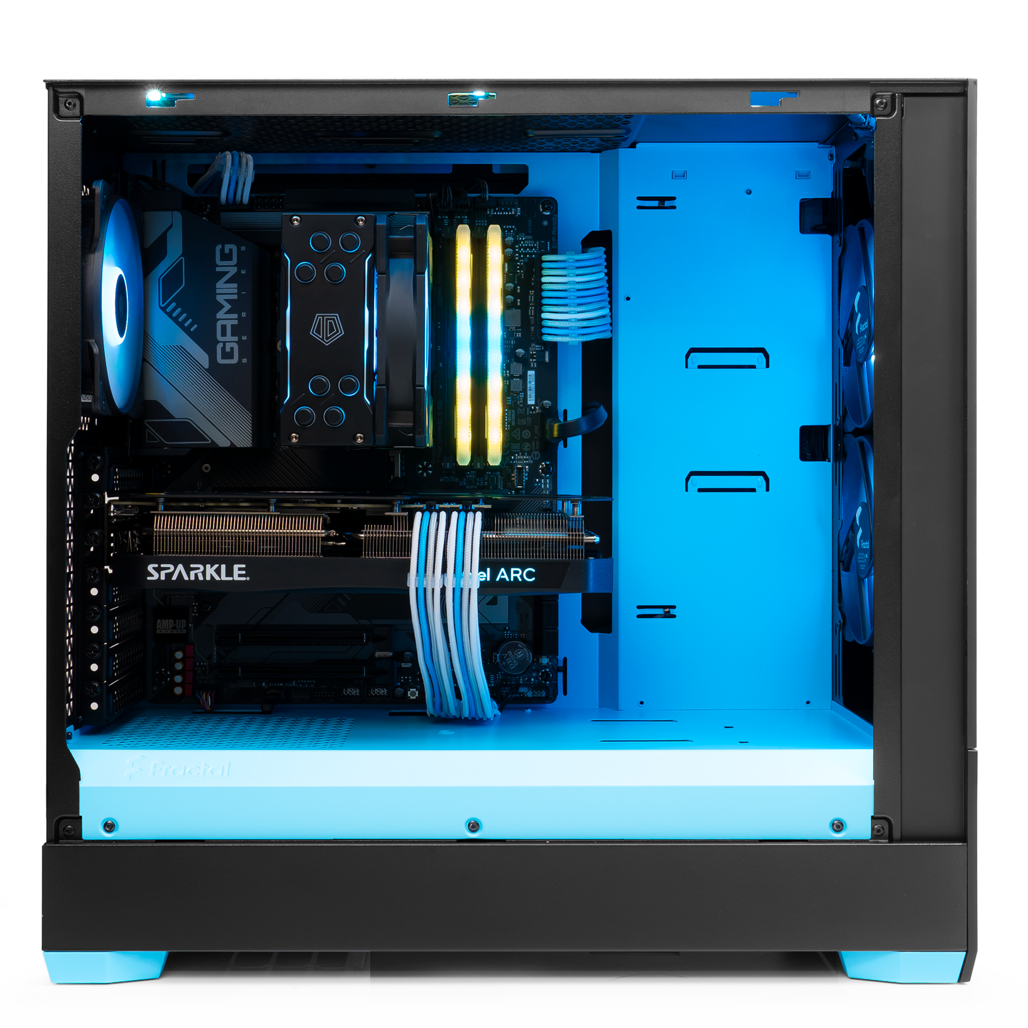 A large main feature product image of EX-DEMO PLE Pop Blue A770 Prebuilt Ready To Go Gaming PC