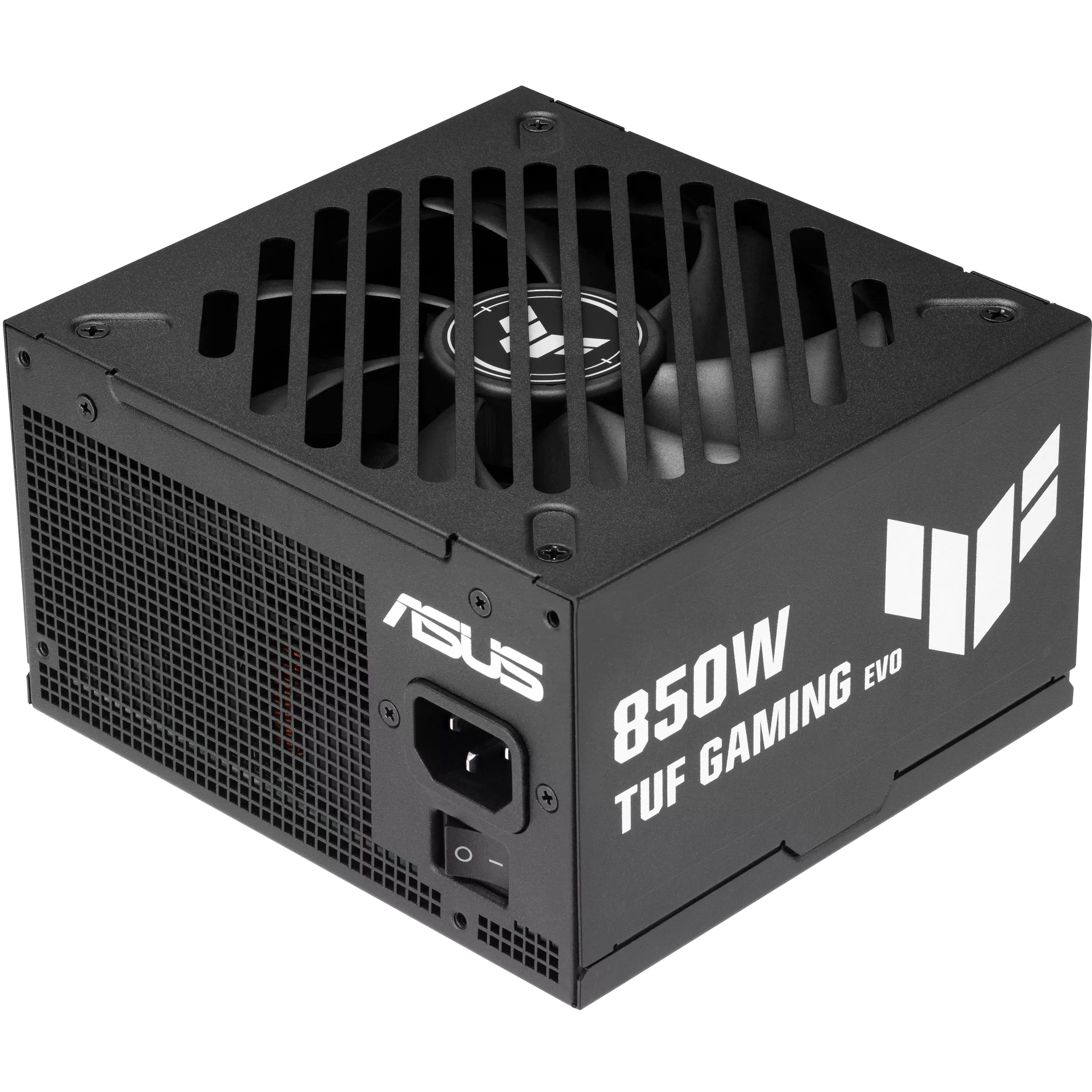 A large main feature product image of ASUS TUF GAMING 850W Gold EVO ATX Modular PSU