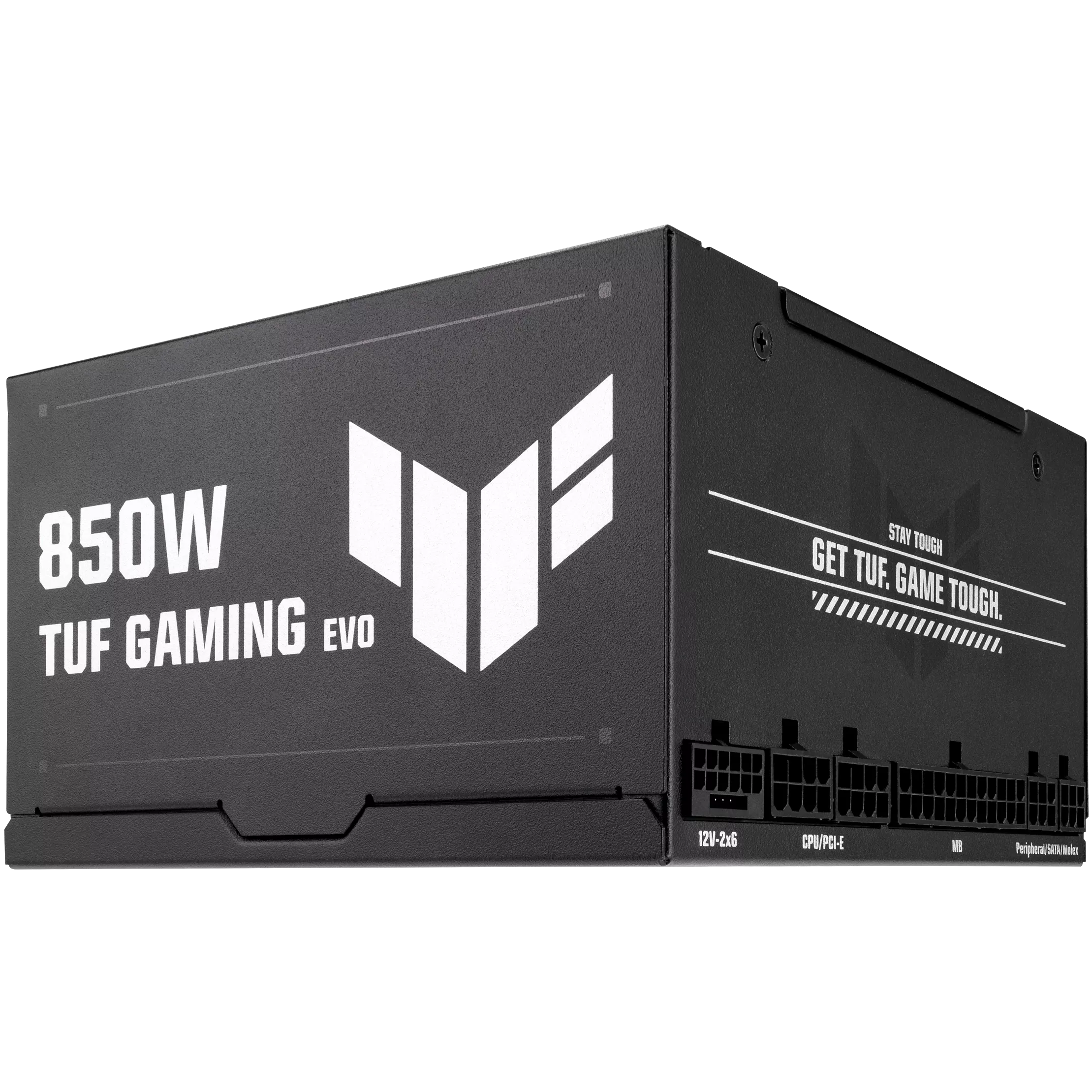 A large main feature product image of ASUS TUF GAMING 850W Gold EVO ATX Modular PSU
