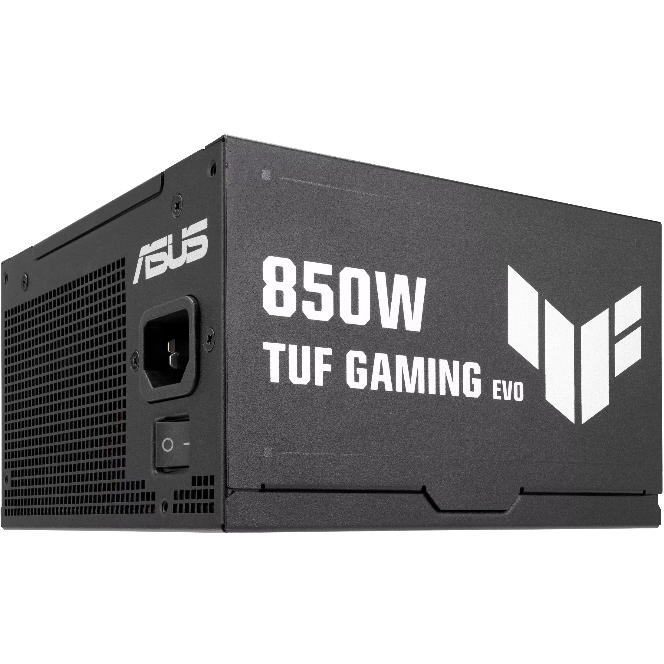 A large main feature product image of ASUS TUF GAMING 850W Gold EVO ATX Modular PSU