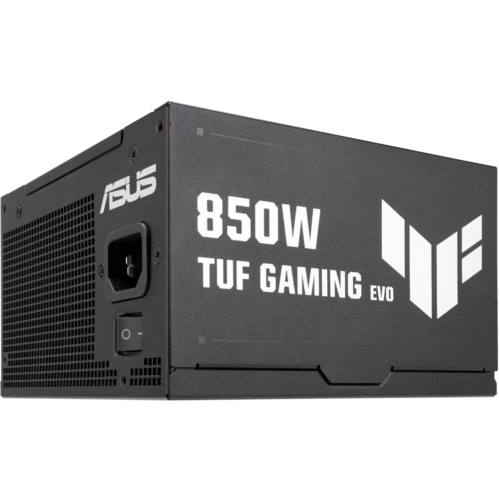 A large main feature product image of ASUS TUF Gaming EVO 850W Gold Modular PSU