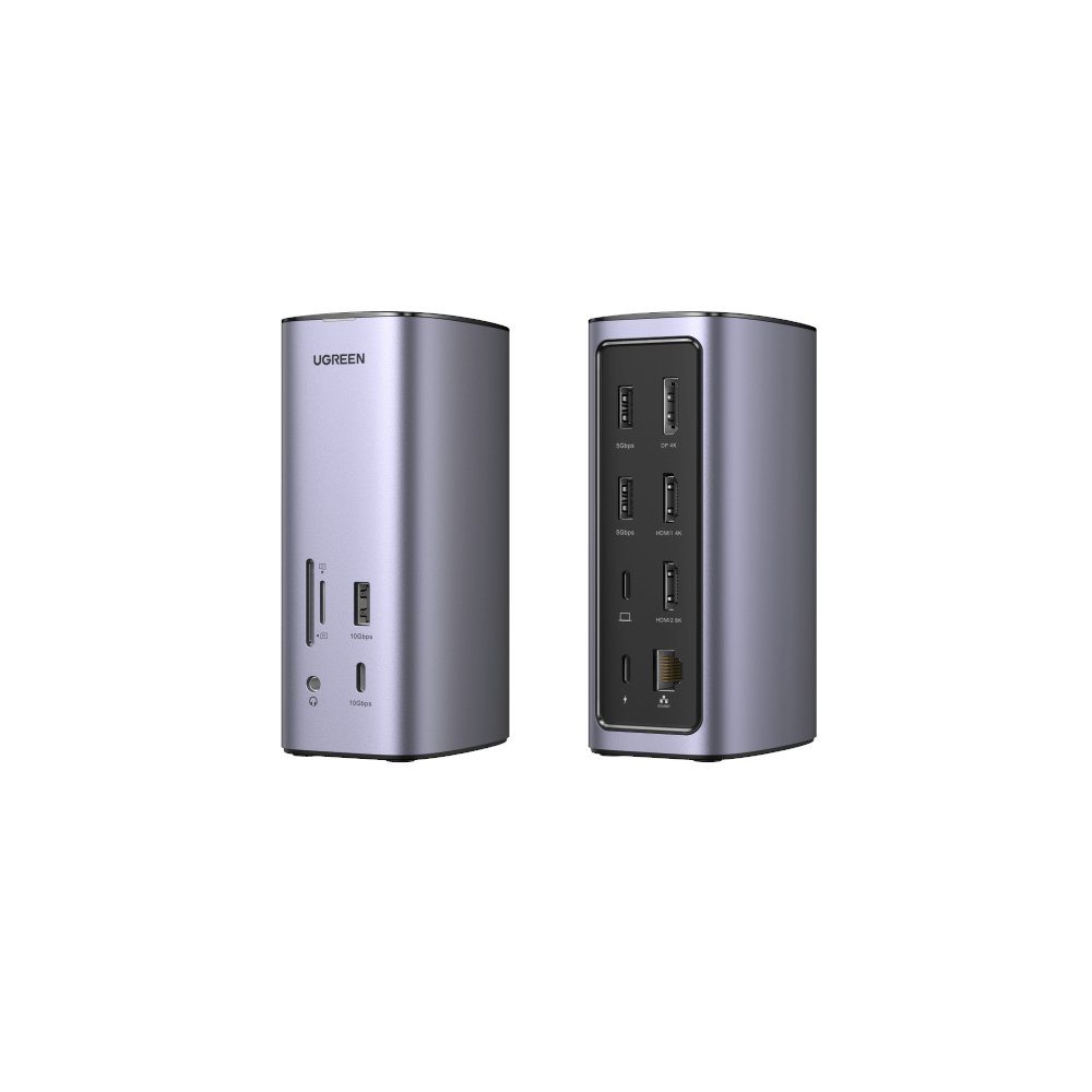 A large main feature product image of EX-DEMO UGREEN Revodok Pro 312 12-in-1 4K HDMI Universal Docking Station