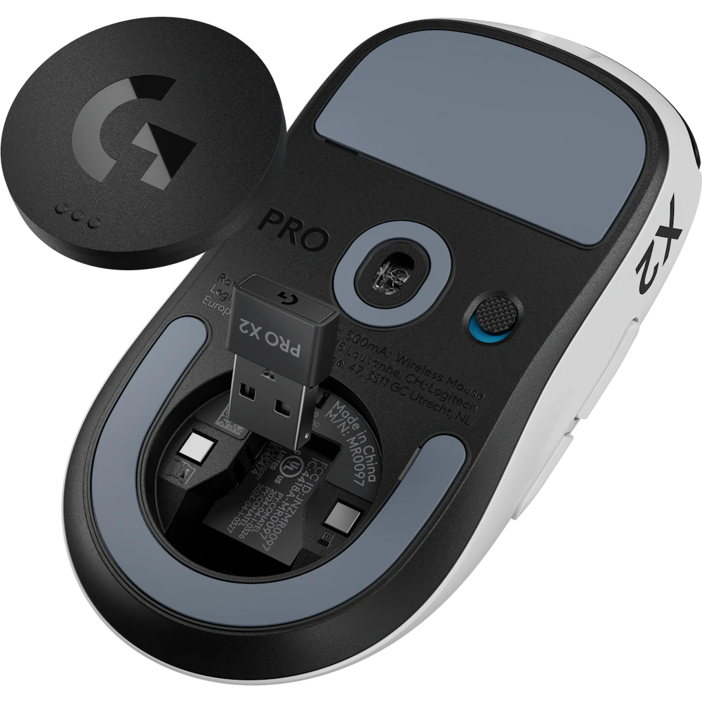 A large main feature product image of Logitech G PRO X2 SUPERSTRIKE LIGHTSPEED Wireless 60g Lightweight Gaming Mouse (White)