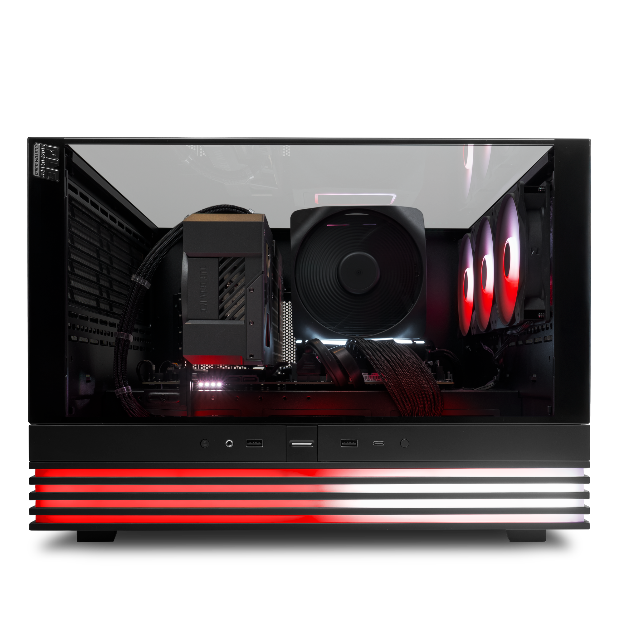 A large main feature product image of EX-DEMO PLE Vanguard RTX 5080 Prebuilt Ready To Go Gaming PC