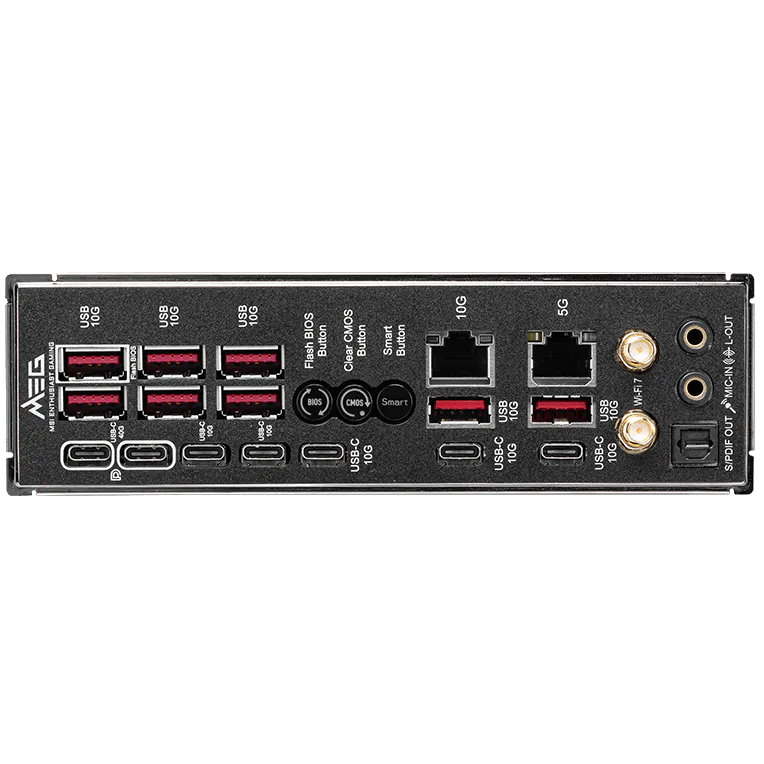 A large main feature product image of MSI MEG X870E X GODLIKE AM5 eATX Desktop Motherboard