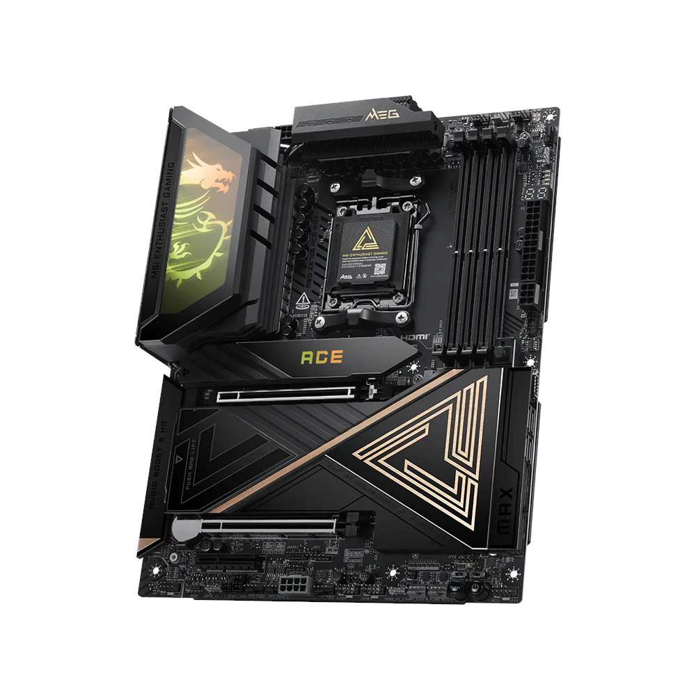 A large main feature product image of MSI MEG X870E ACE MAX AM5 ATX Desktop Motherboard