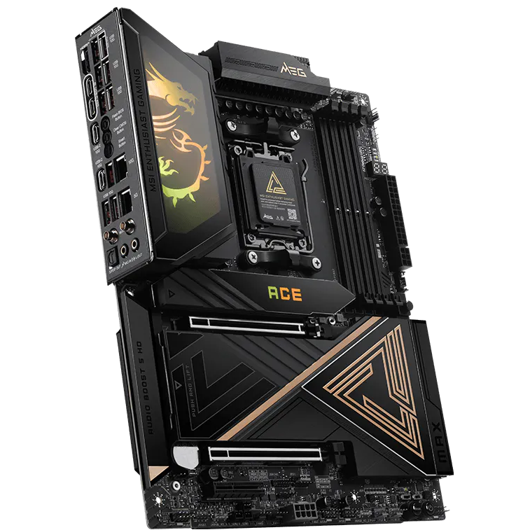 A large main feature product image of MSI MEG X870E ACE MAX AM5 ATX Desktop Motherboard