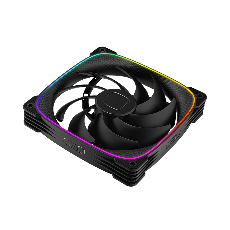 A large main feature product image of EX-DEMO Geometric Future Squama 2503 - 140mm ARGB PWM Fan 3-Pack (Black)
