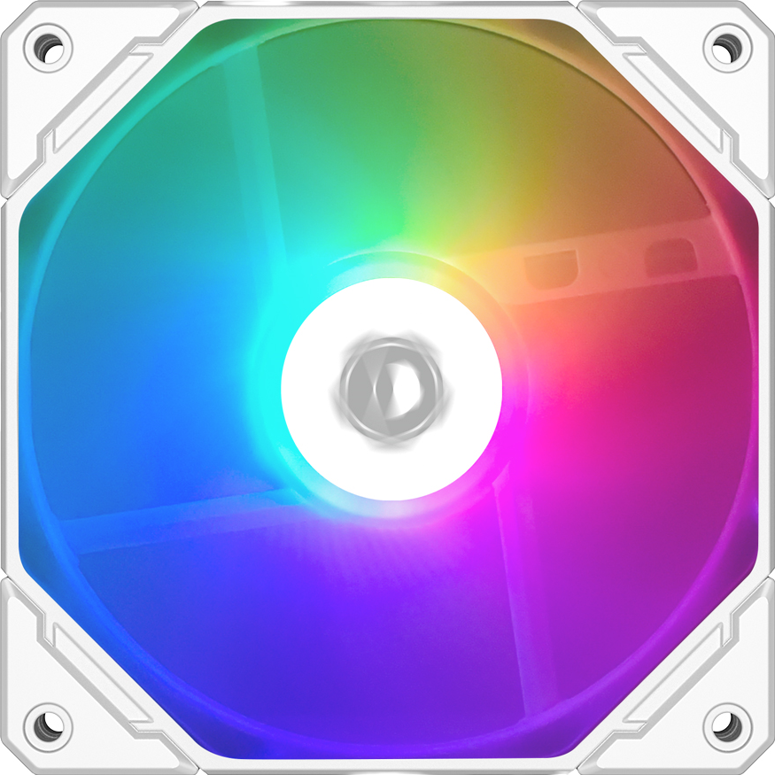 A large main feature product image of EX-DEMO ID-COOLING NO Series Slim 120mm ARGB PWM Fan (White)