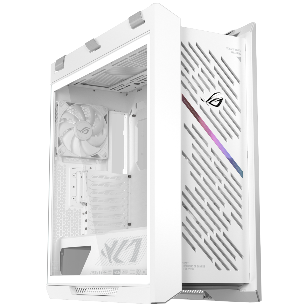 A large main feature product image of ASUS ROG Strix Helios II eATX Mid Tower Case - White