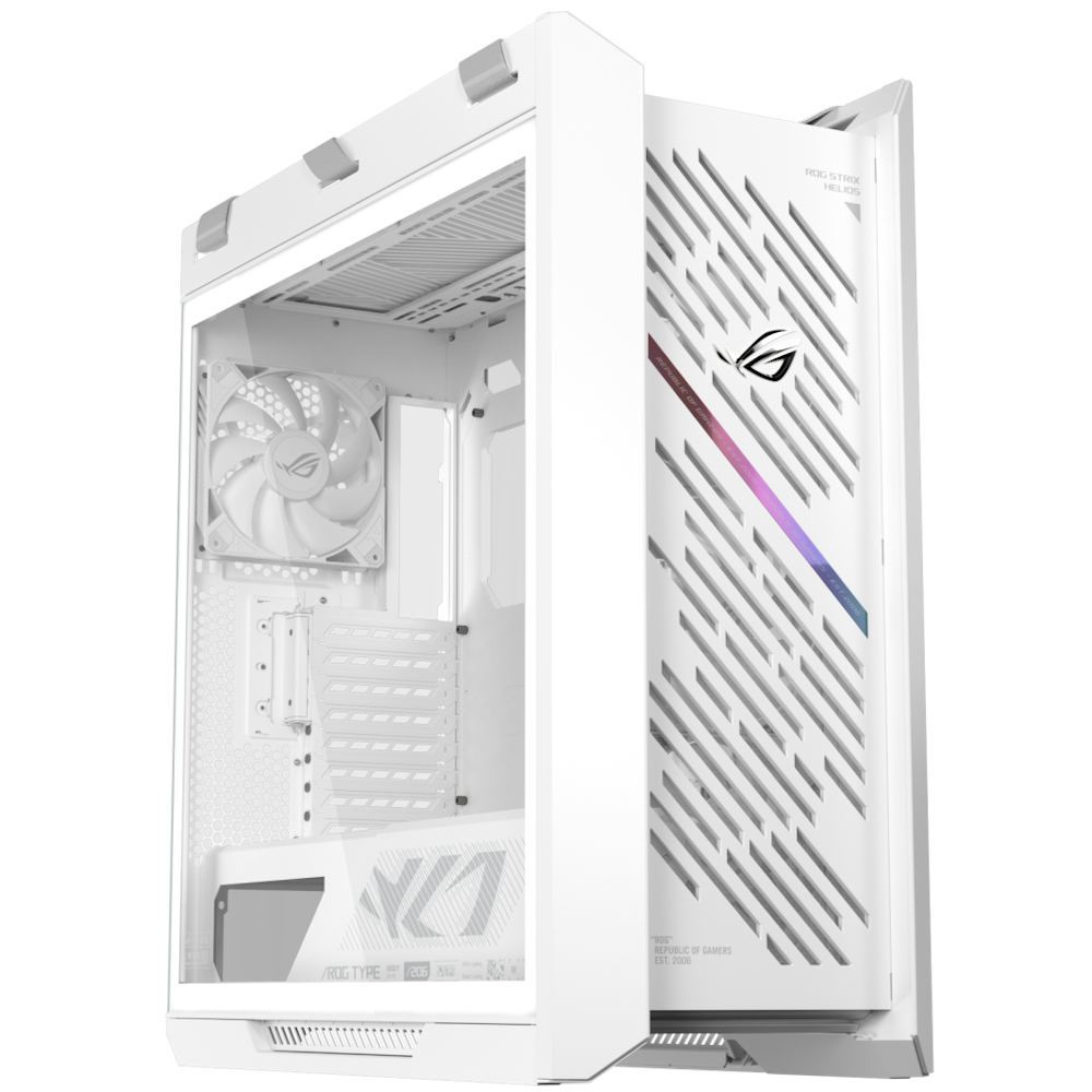 A large main feature product image of ASUS ROG Strix Helios II eATX Mid Tower Case - White