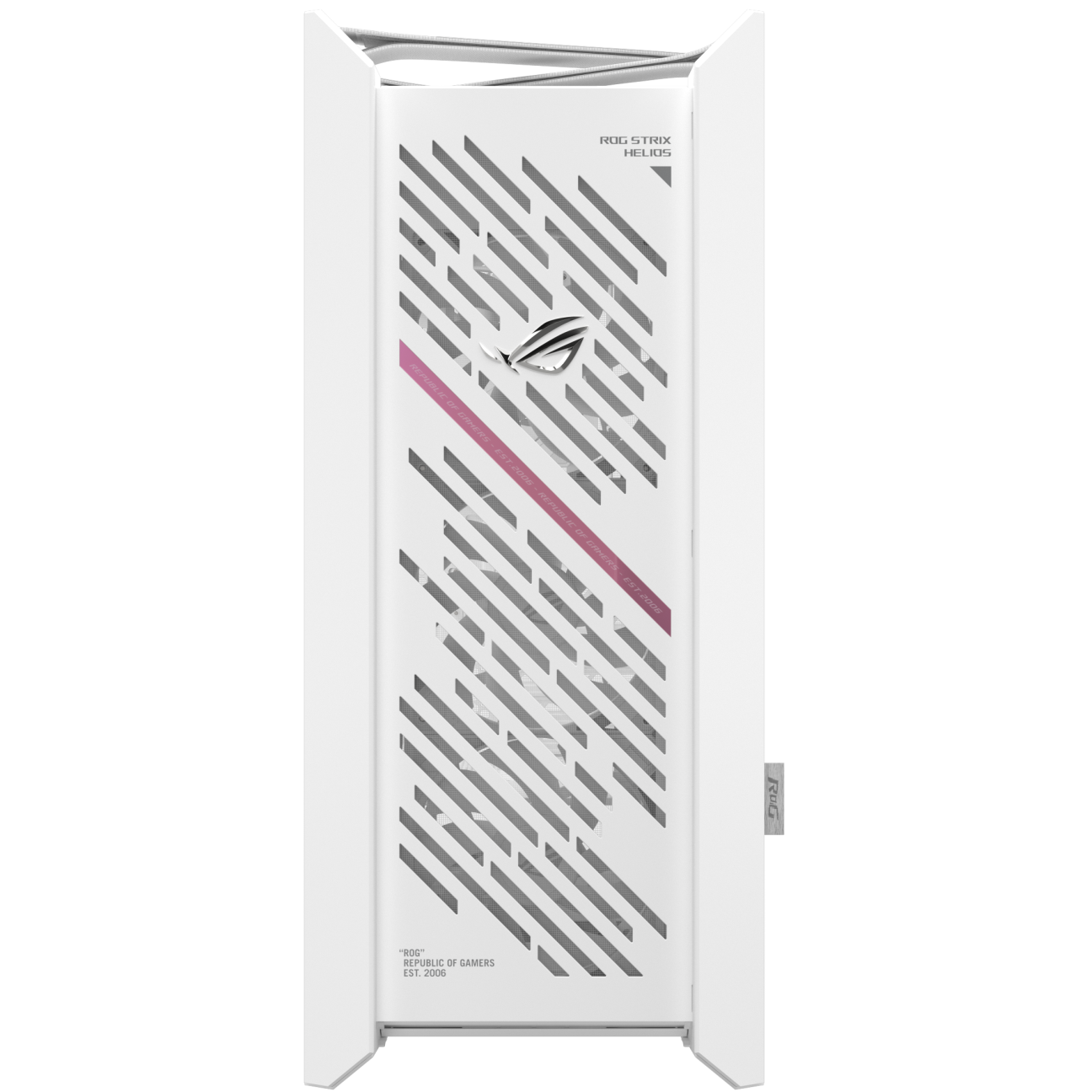 A large main feature product image of ASUS ROG Strix Helios II eATX Mid Tower Case - White