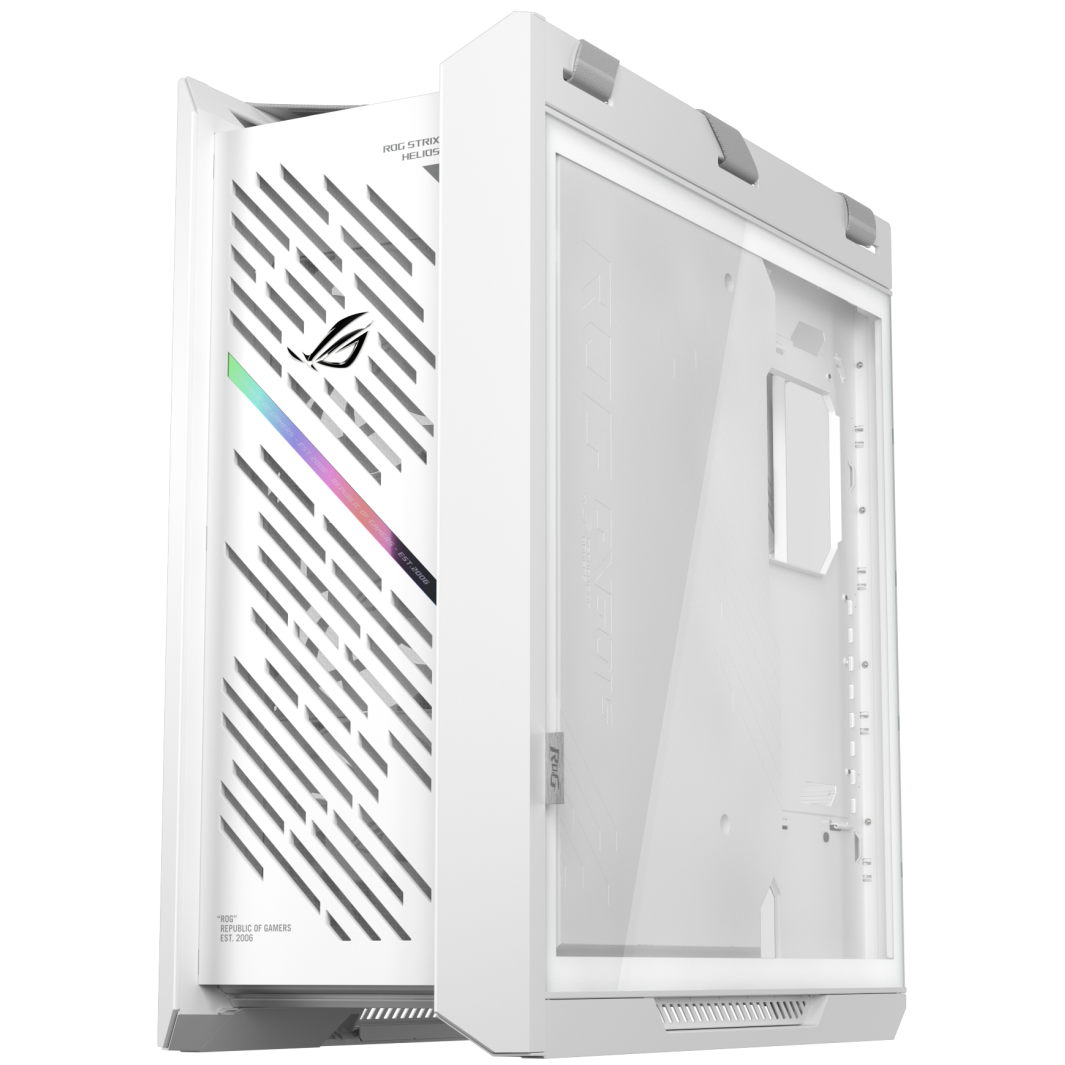 A large main feature product image of ASUS ROG Strix Helios II eATX Mid Tower Case - White