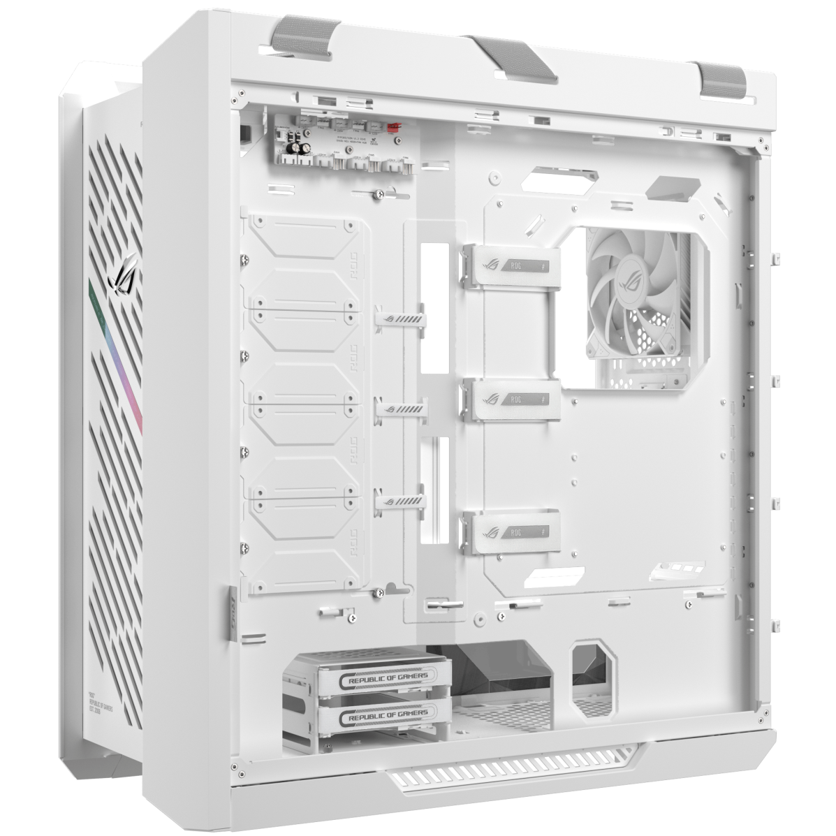 A large main feature product image of ASUS ROG Strix Helios II eATX Mid Tower Case - White