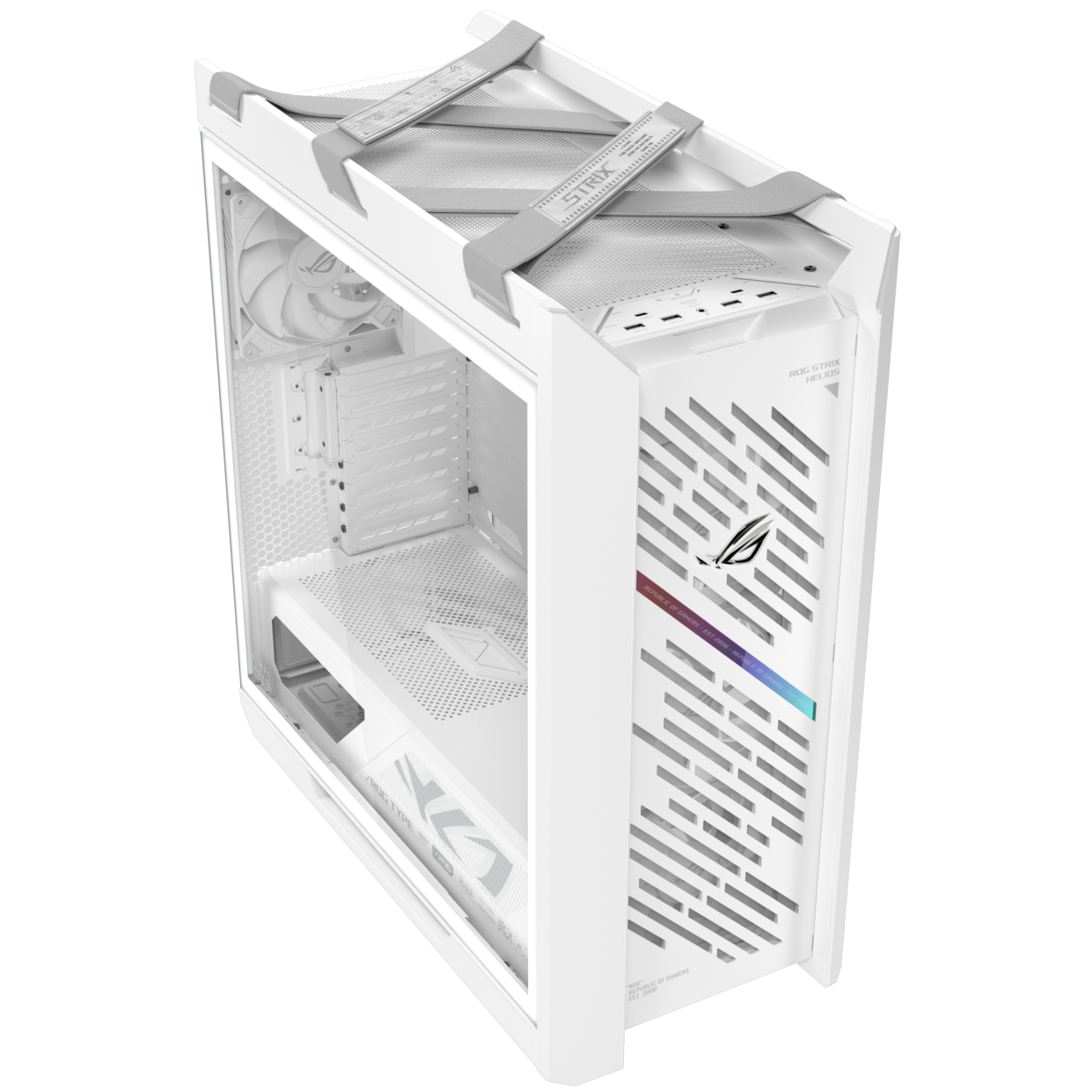 A large main feature product image of ASUS ROG Strix Helios II eATX Mid Tower Case - White