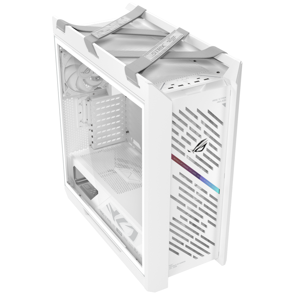 A large main feature product image of ASUS ROG Strix Helios II eATX Mid Tower Case - White