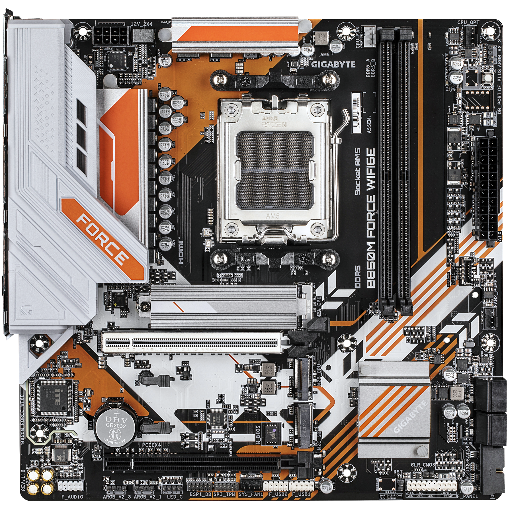 A large main feature product image of Gigabyte B850M Force WiFi6E AM5 mATX Desktop Motherboard