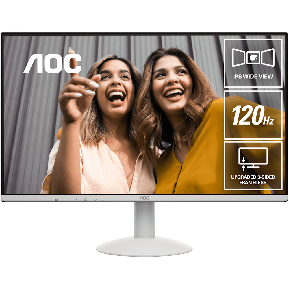 A large main feature product image of AOC 27B30H3 - 27" 1080p 120Hz 1ms IPS Monitor - White