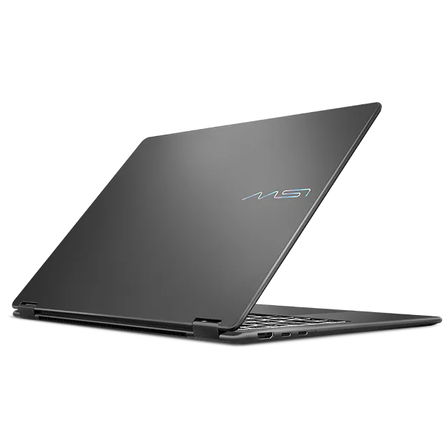 A large main feature product image of MSI Prestige 16 Flip AI+ (C3M) - 16" 2.8K 120Hz OLED, Ultra 9 386H, 32GB/2TB - Win 11 Notebook