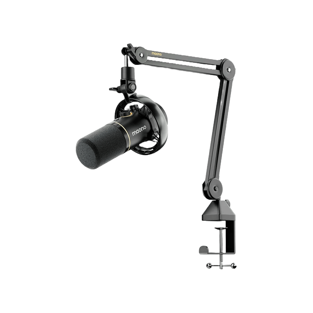 A large main feature product image of MAONO PD200W Hybrid Podcasting Wireless Microphone with Boom Arm