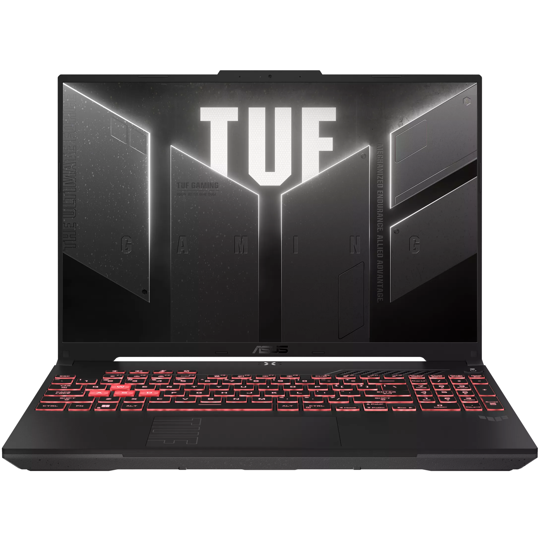 A large main feature product image of ASUS TUF Gaming A16 - 16" 144Hz, Ryzen 7 170, RTX 4050, 16GB/512GB - Win 11 Gaming Notebook