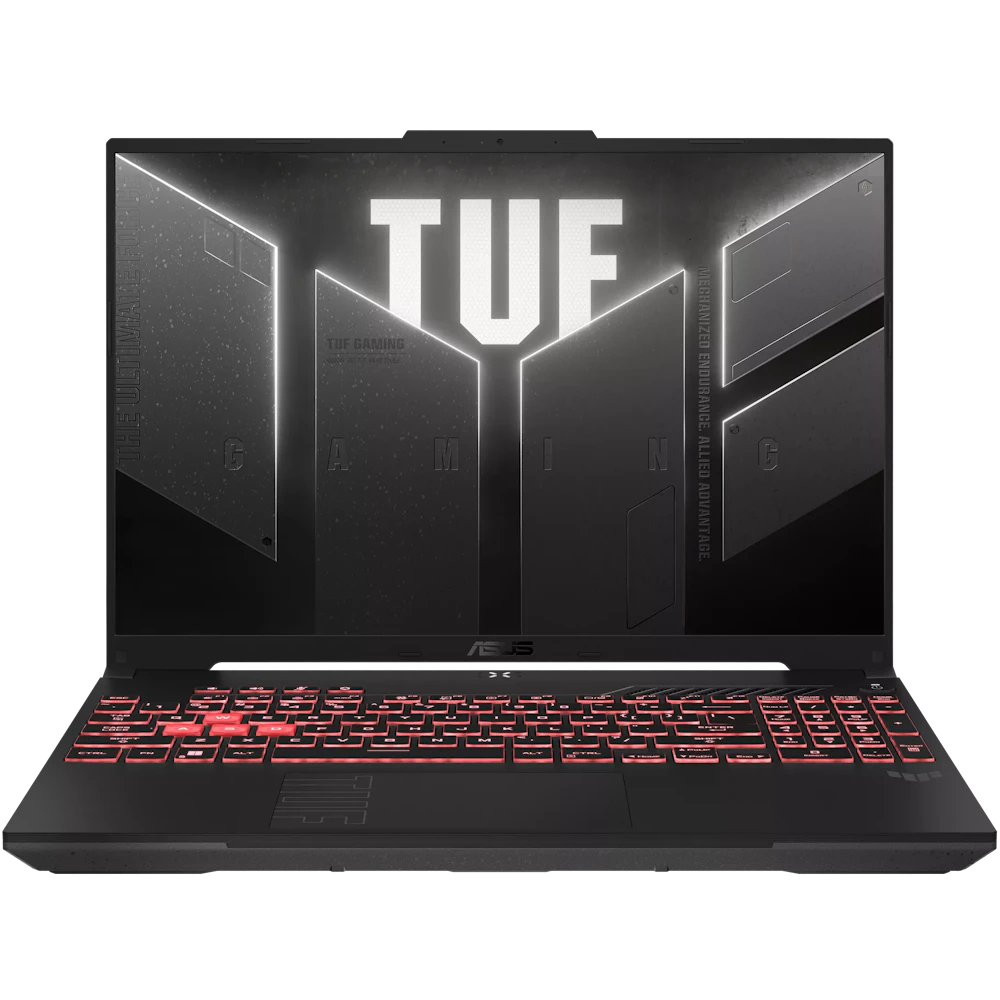 A large main feature product image of ASUS TUF Gaming A16 - 16" 144Hz, Ryzen 7 170, RTX 4050, 16GB/512GB - Win 11 Gaming Notebook