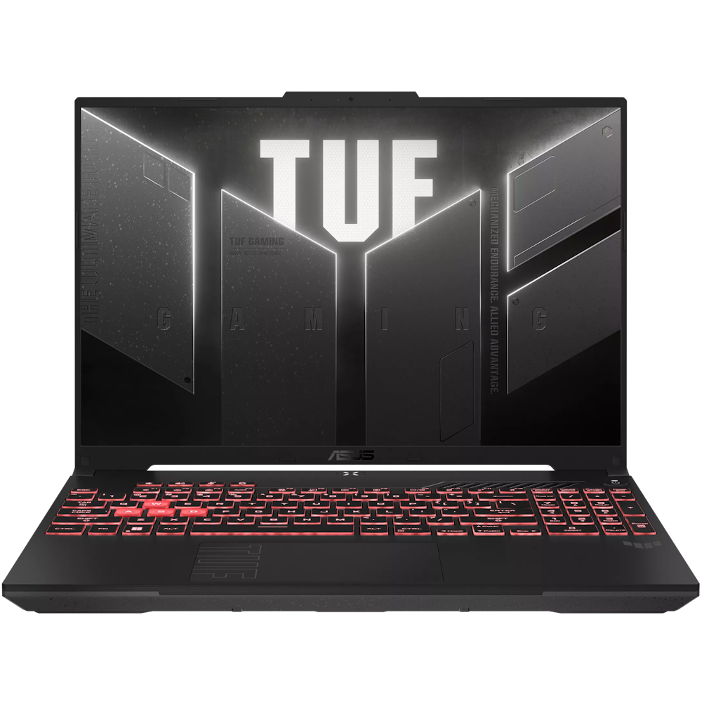 A large main feature product image of ASUS TUF Gaming A16 - 16" 144Hz, Ryzen 7 170, RTX 4050, 16GB/512GB - Win 11 Gaming Notebook