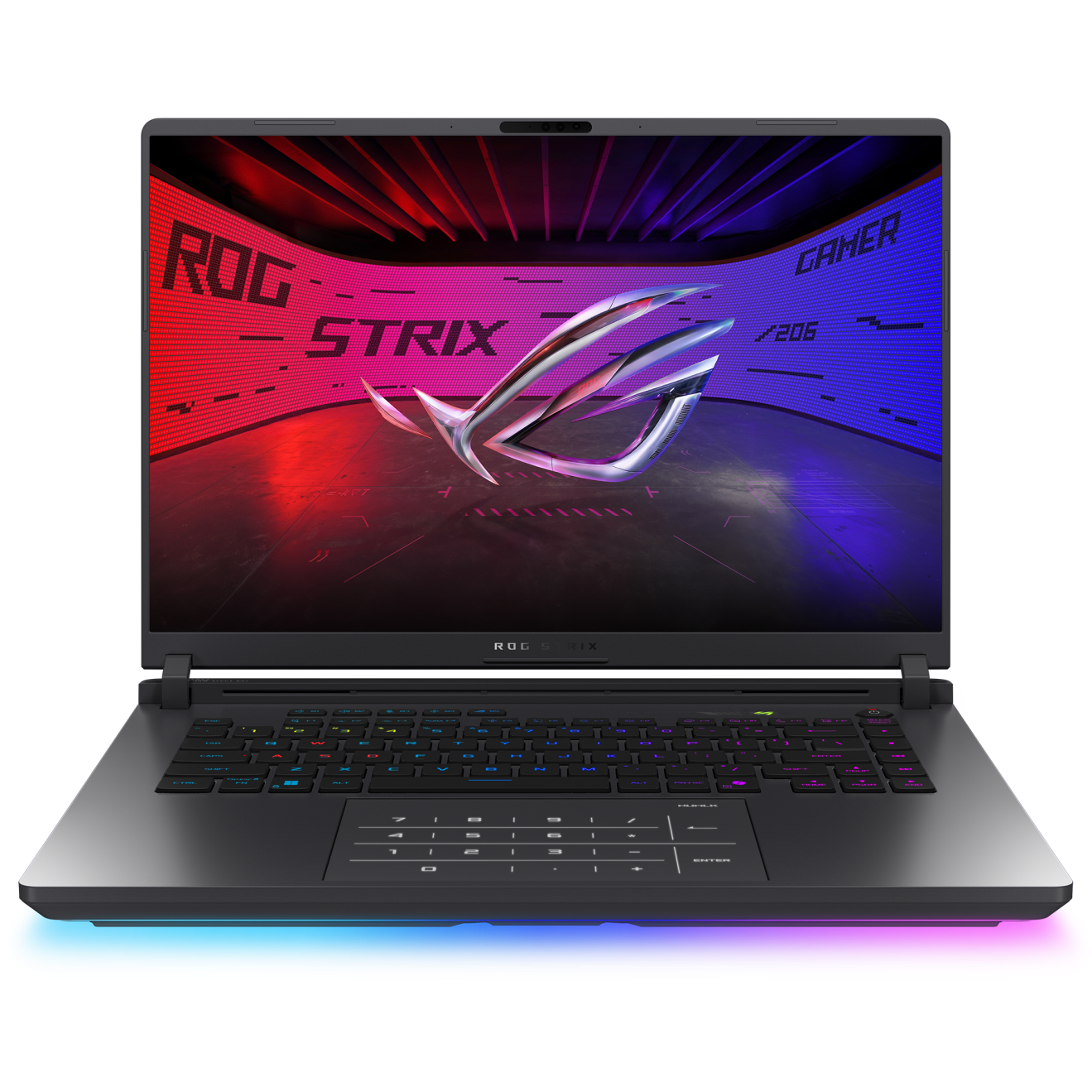 A large main feature product image of ASUS ROG Strix G16 (G615) - 16" 2.5K 240Hz, Ultra 9 275HX, RTX 5080, 32GB/2TB - Win 11 Gaming Notebook