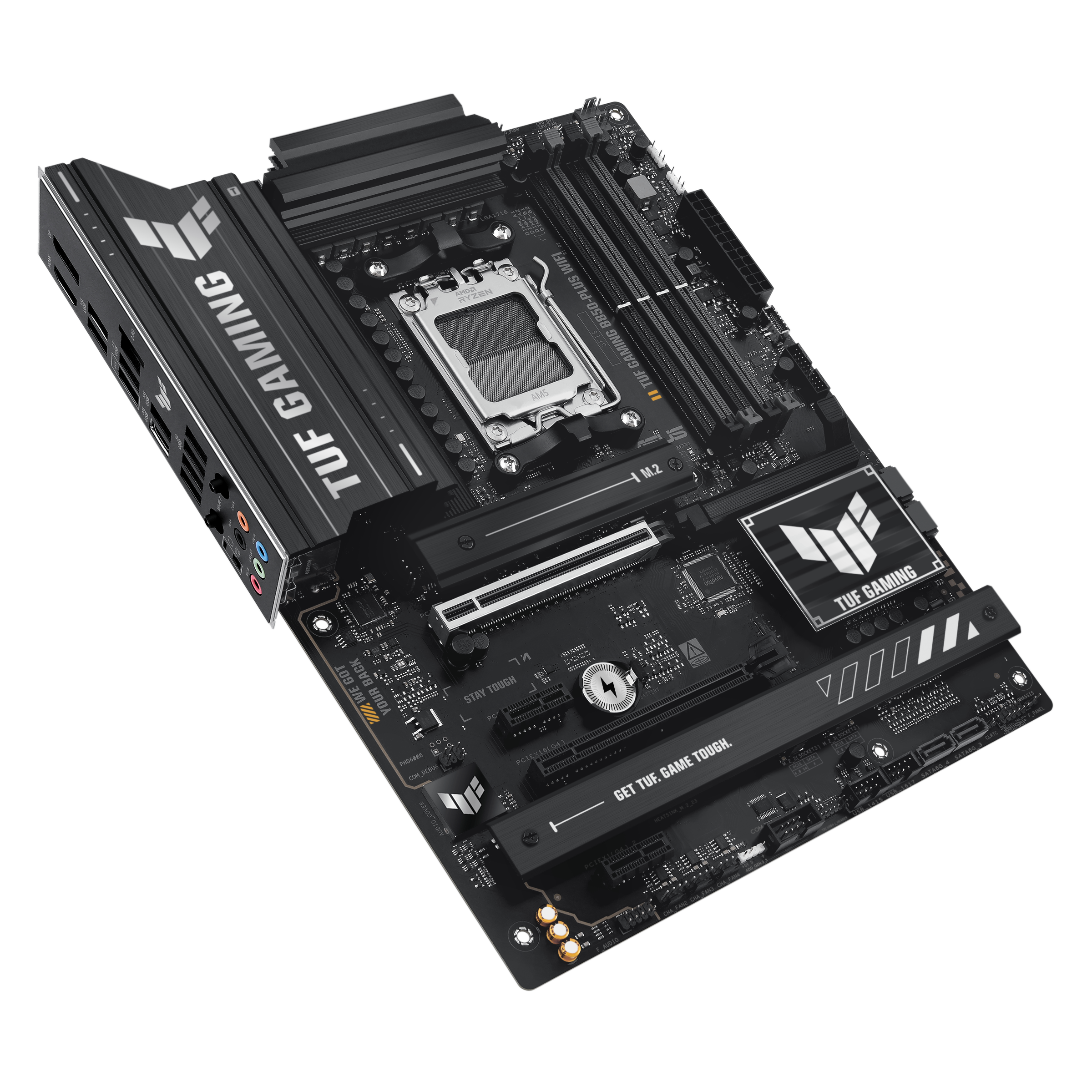A large main feature product image of EX-DEMO ASUS TUF Gaming B850-Plus WiFi AM5 ATX Desktop Motherboard