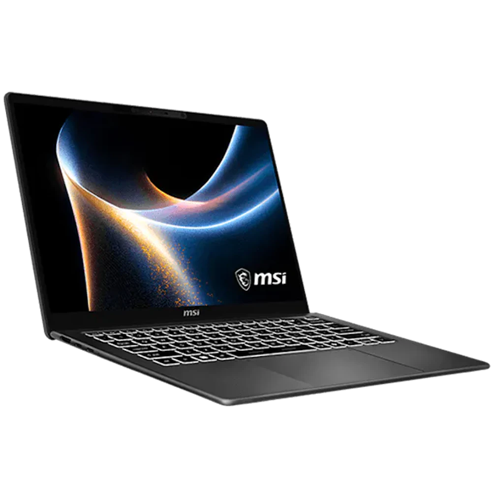 A large main feature product image of MSI Prestige 14 AI+ (D3M) -14" 120Hz OLED, Ultra 7 355, 32GB/512GB - Win 11 Notebook