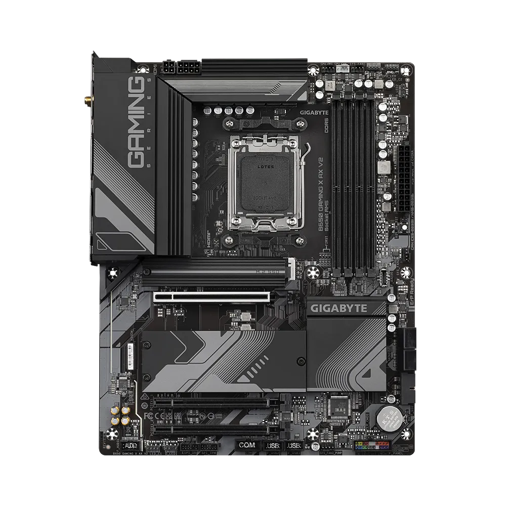 A large main feature product image of EX-DEMO Gigabyte B650 GAMING X AX AM5 ATX Desktop Motherboard