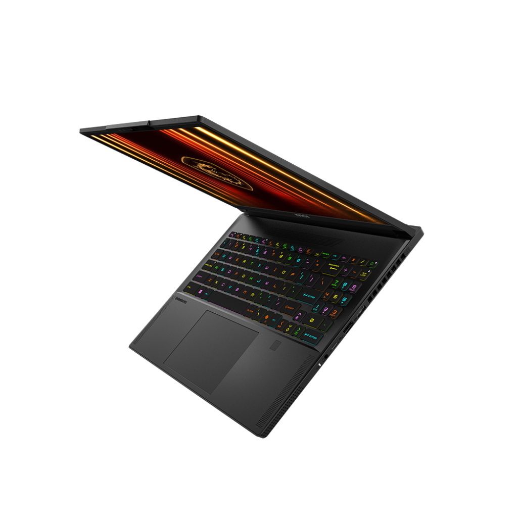 A large main feature product image of EX-DEMO MSI Stealth A16 AI+ (A3X) - 16" 240Hz, Ryzen AI 9 HX 370, RTX 5070 Ti, 32GB/2TB - Win 11 Pro Gaming Notebook