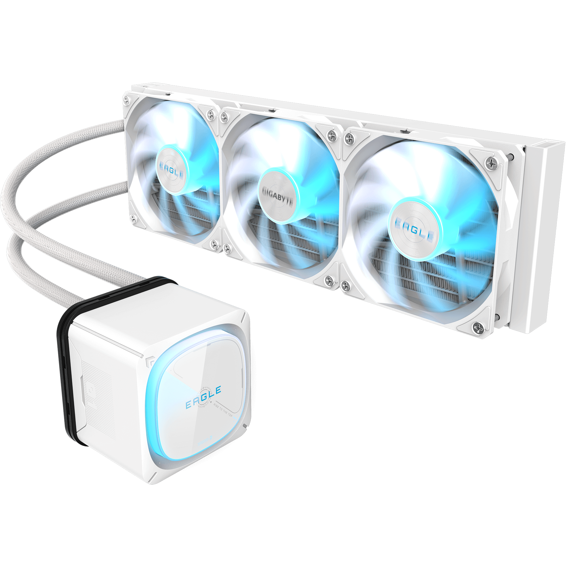 A large main feature product image of Gigabyte Eagle 360I 360mm AIO Liquid CPU Cooler (White)