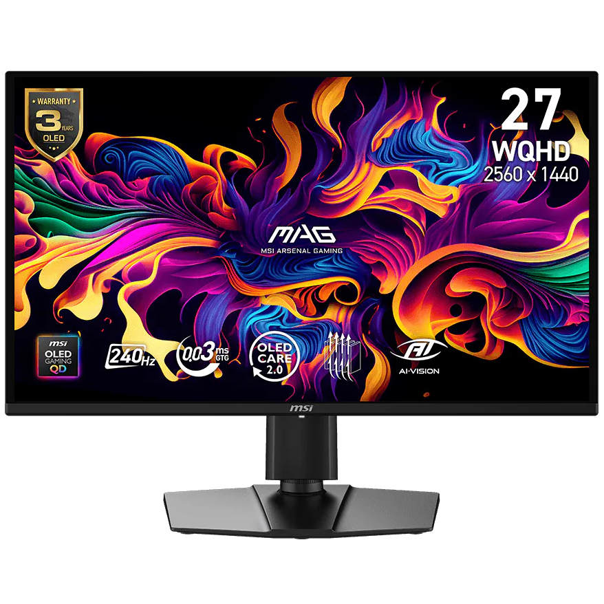 A large main feature product image of MAG 274QP QD-OLED X24 - 27" 1440p 240Hz 0.03ms  Gaming Monitor
