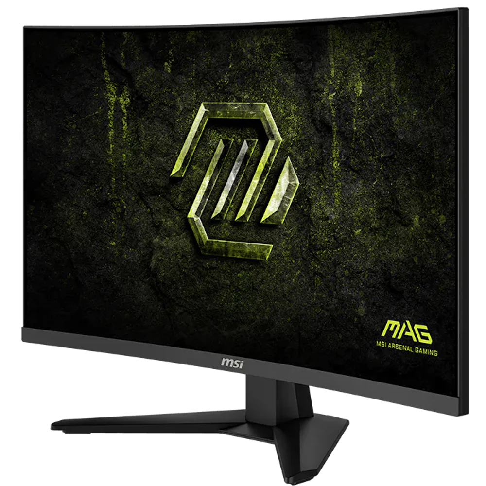 A large main feature product image of MSI MAG 275CF X24 -27" 1080p 240Hz 0.5ms Rapid VA Gaming Monitor
